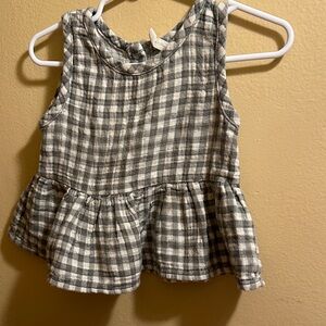 Quincy Mae Gray Checkered Top